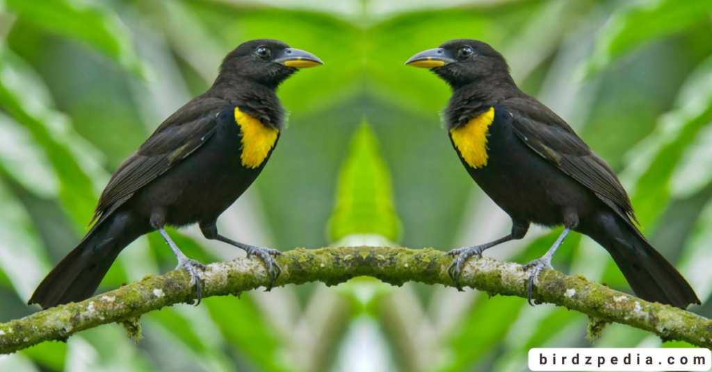 Yellow rumped bird named Cacique (latin name Cacicus cela) is